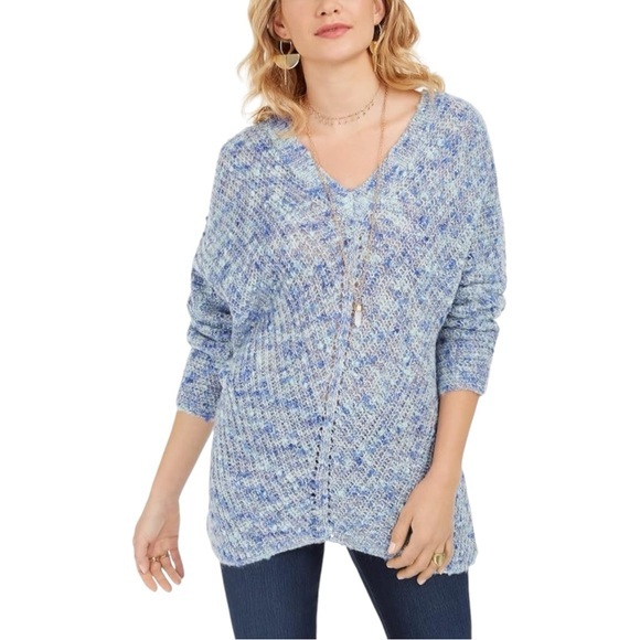 Style & Co. Women's V-Neck Dolman-Sleeve Sweater - Blue - Picture 1 of 7